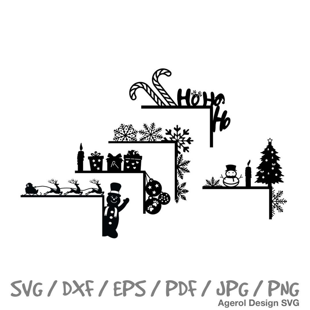 Christmas Door Corner DXF Svg Holiday Door Corner Decor DIY