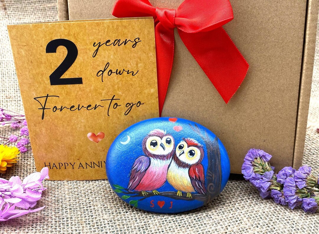 Personalised 2nd Year Anniversary Gift for Him Boyfriend, Owl Always