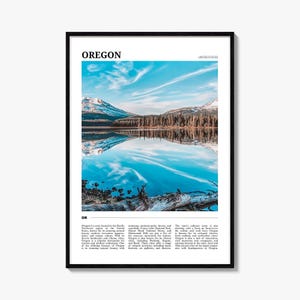 Oregon Travel Poster: Mountain Lake Photography Print