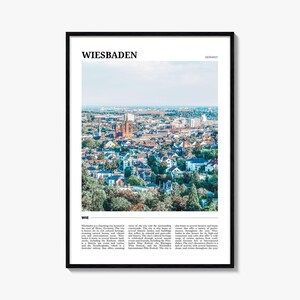 Póster de viaje de Wiesbaden, Alemania: Arte mural con un vibrante paisaje urbano