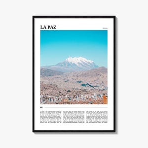 La Paz Travel Poster, La Paz Wall Art, La Paz Poster Print, La Paz Photo, La Paz Decor, Bolivia