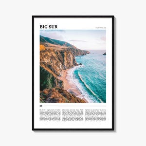 Affiche de voyage Big Sur No 1, art mural Big Sur, impression d'affiche Big Sur, photo Big Sur, décoration Big Sur, Californie, États-Unis
