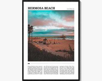 Hermosa Beach Reiseposter, farbenfroher Fotodruck, Wanddekoration für Zuhause