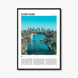 Poster turistico di Echo Park, arte murale di Echo Park, stampa di poster di Echo Park, foto di Echo Park, decorazioni di Echo Park, California, Stati Uniti