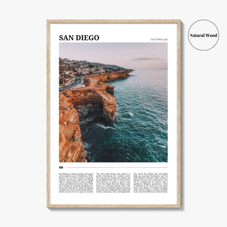 San Diego Poster Druck, Foto Kalifornien, La Jolla Wandkunst, Sonnenuntergang Klippen Reisedekor Bild 7