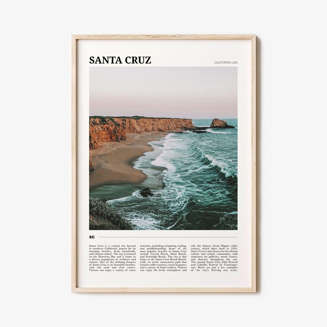 Santa Cruz Travel Poster No 1 Santa Cruz Wall Art Santa Cruz Etsy