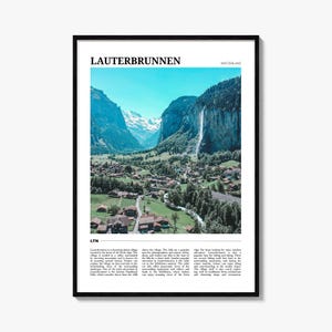 Cartel de viaje de Lauterbrunnen, Arte de pared de Lauterbrunnen, Impresión de cartel de Lauterbrunnen, Foto de Lauterbrunnen, Decoración de Lauterbrunnen, Suiza