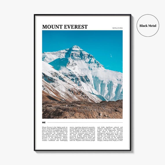 Mount Everest Poster Print, Nepal Photo, China Wall Art