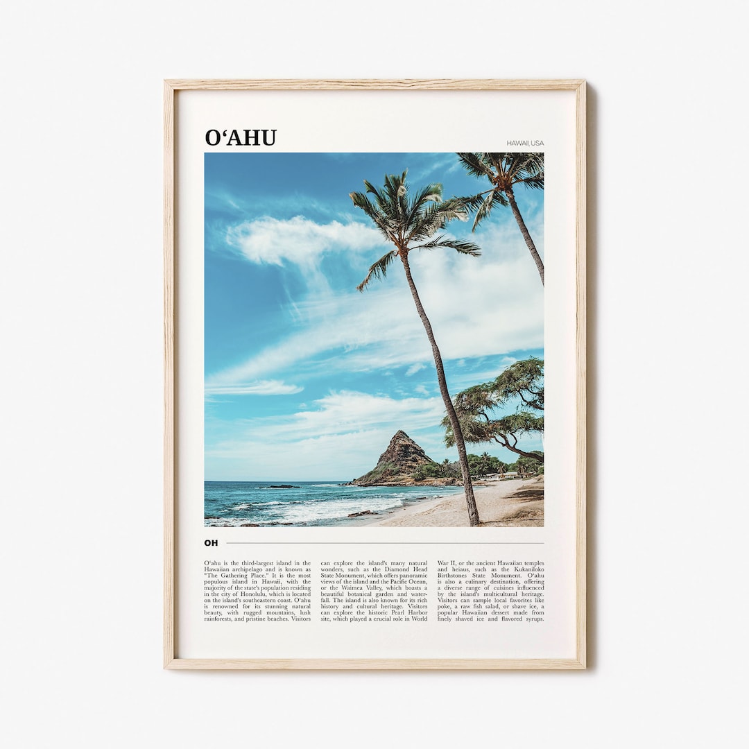 Oahu Travel Poster Oahu Wall Art Oahu Poster Print Oahu Etsy