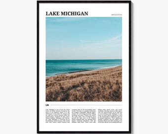 Lake Michigan Travel Poster: USA Wall Art Print