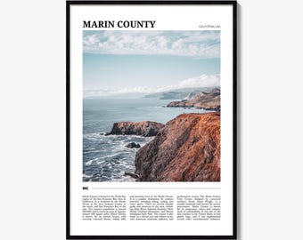 Marin County Travel Poster, Colorful Photo Print, Home Wall Art Decor