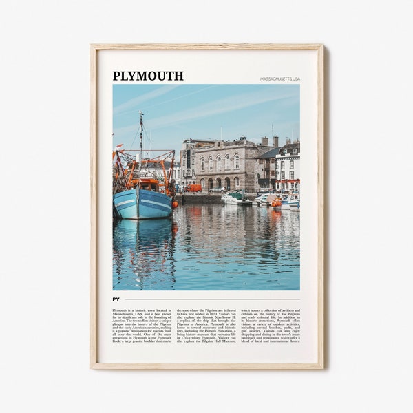 Plymouth Travel Poster, Plymouth Wall Art, Plymouth Poster Print, Plymouth Photo, Plymouth Decor, Massachusetts, USA