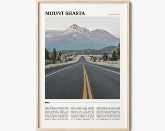 Mount Shasta Travel Poster, Mount Shasta Wall Art, Mount Shasta Poster Print, Mount Shasta Photo, Mount Shasta Decor, California, USA