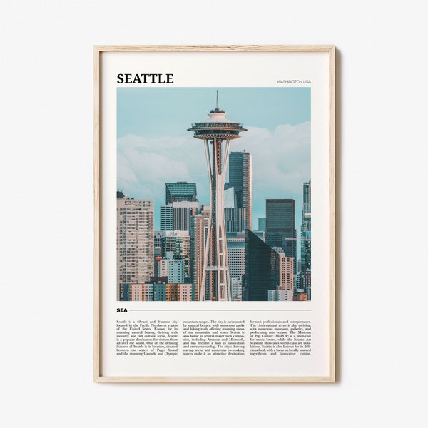 Seattle Travel Poster No 3, Seattle Wall Art, Seattle Poster Print, Seattle Photo, Seattle Decor, Washington, USA