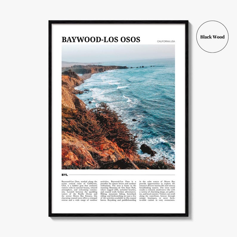 Cartel de viaje de Baywood Los Osos, Arte de pared de Baywood-Los Osos, Impresión de póster de Baywood-Los Osos, Foto de Baywood-Los Osos, Decoración de Baywood-Los Osos imagen 6