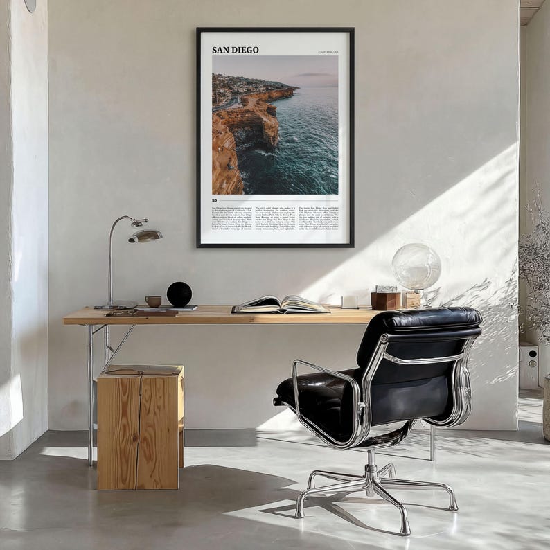 San Diego Poster Druck, Foto Kalifornien, La Jolla Wandkunst, Sonnenuntergang Klippen Reisedekor Bild 2