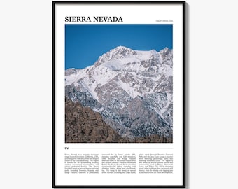 Póster de viaje a Sierra Nevada: Impresión artística mural de California