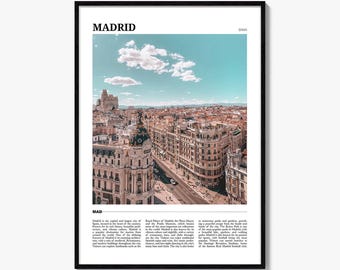 Póster de Madrid, foto de España, arte mural de la Gran Vía, decoración de viaje del edificio Metrópolis