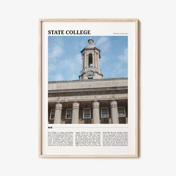 State College Travel Poster, State College Wall Art, State College Poster Print, State College Photo, State College Decor, Pennsylvania, USA