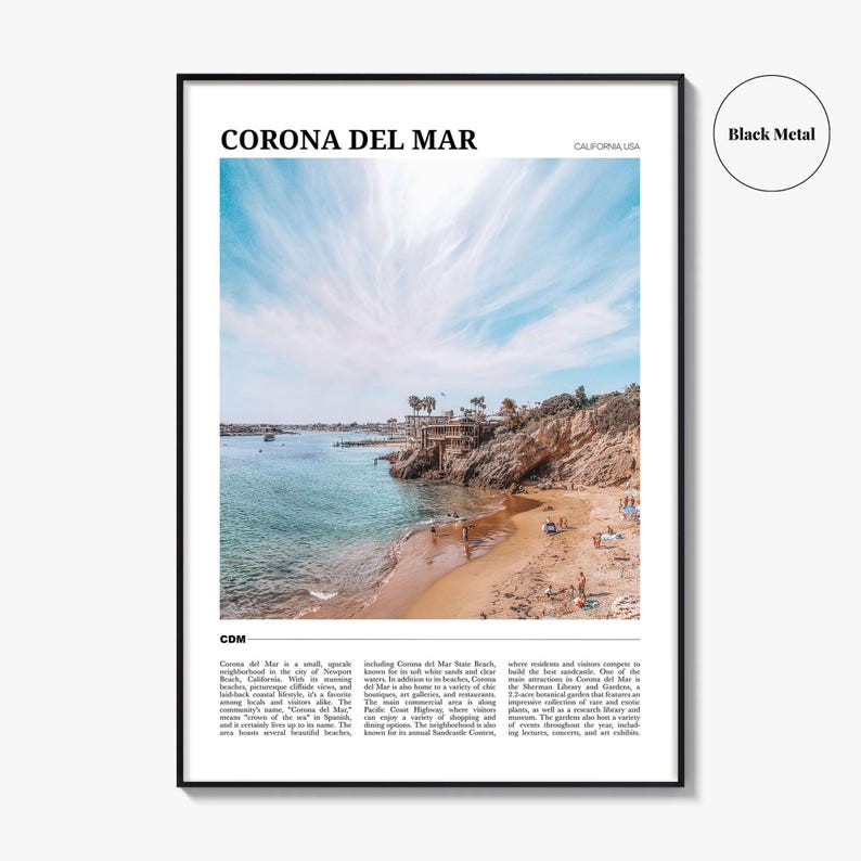 Cartel de viaje de Corona del Mar, Arte de pared de Corona del Mar, Impresión de cartel de Corona del Mar, Foto de Corona del Mar, Decoración de Corona, California, EE.UU. imagen 9