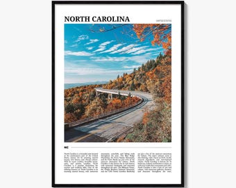 North Carolina Travel Poster: Scenic Mountain Road Art Print
