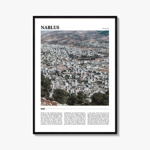 Póster de viaje de Nablus, arte mural de Nablus, impresión de póster de Nablus, foto de Nablus, decoración de Nablus, Palestina