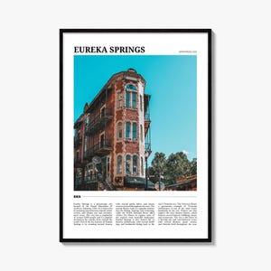 Poster de voyage Eureka Springs, art mural Eureka Springs, impression d'affiche Eureka Springs, photo Eureka Springs, déco Eureka Springs, États-Unis