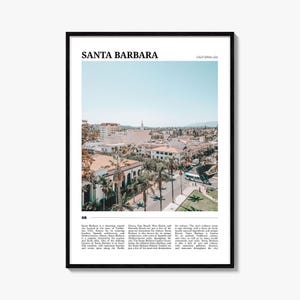 Santa Barbara Travel Poster No 3, Santa Barbara Wall Art, Santa Barbara Poster, Santa Barbara Photo, Santa Barbara Decor, California, USA