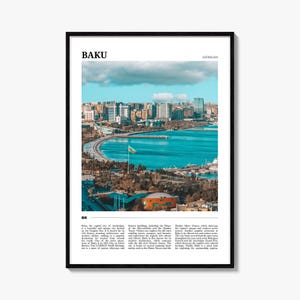 Póster de viaje de Bakú: Impresión artística mural de Azerbaiyán