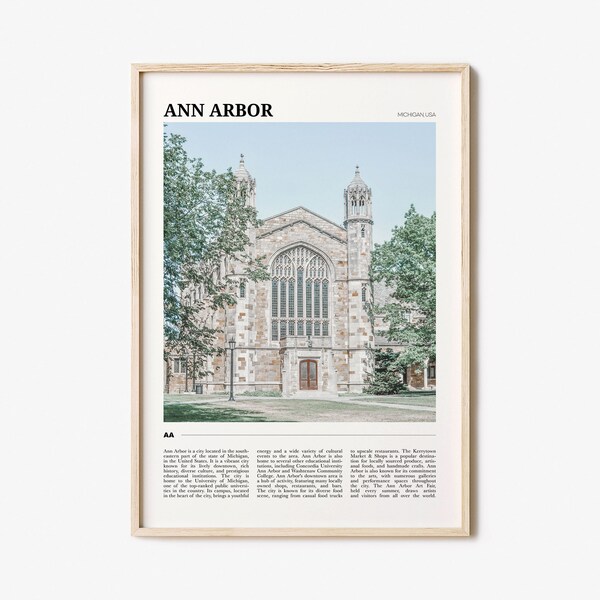 Ann Arbor Travel Poster, Ann Arbor Wall Art, Ann Arbor Poster Print, Ann Arbor Photo, Ann Arbor Decor, Michigan, USA