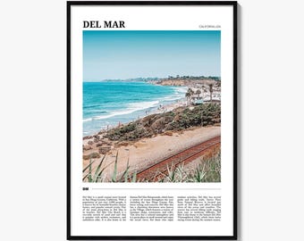 Del Mar Poster Druck, Foto Kalifornien, San Diego County Wandkunst, Strandstadt Reisedekor