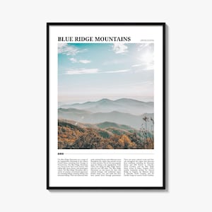 Blue Ridge Mountains Travel Poster, Blue Ridge Mountains Wall Art, Blue Ridge Mountains Poster Print, Blue Ridge Mountains Photo, Decor, USA