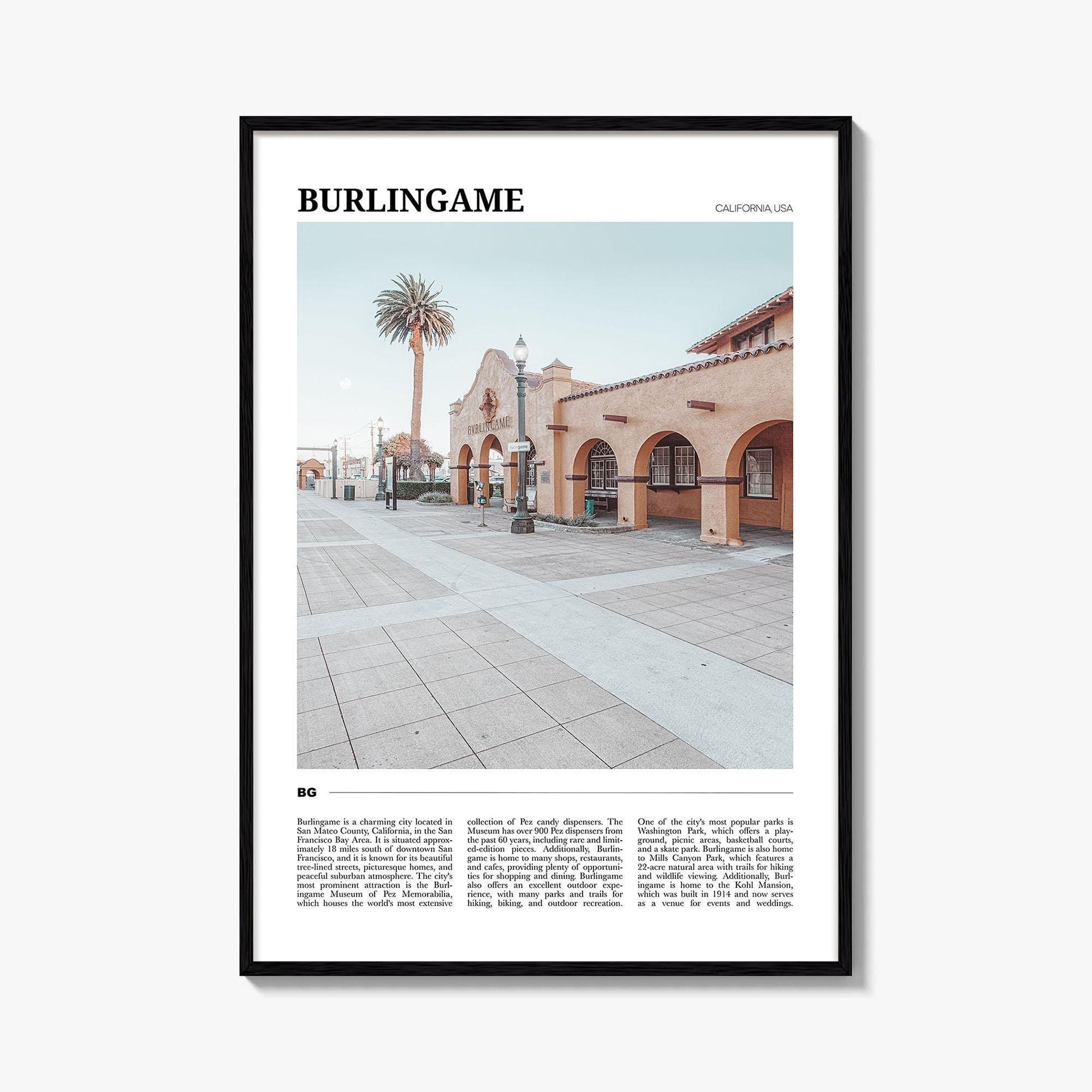 Burlingame California Travel Poster: Vibrant Wall Art Print
