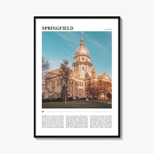 Springfield Travel Poster Illinois, Springfield Wall Art, Springfield Poster Print, Springfield Photo, Springfield Decor, Illinois, USA