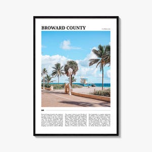 Broward County reisposter, Broward County kunst aan de muur, Broward County poster print, Broward County foto, Broward County decor, Florida, VS