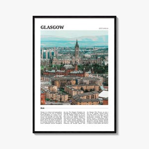 Glasgow Travel Poster, Glasgow Wall Art, Glasgow Poster Print, Glasgow Photo, Glasgow Decor, Scotland, UK