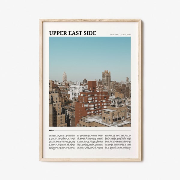 Upper East Side Travel Poster, Upper East Side Wall Art, Upper East Side Poster Print, Upper East Side Photo, Decor, New York, USA