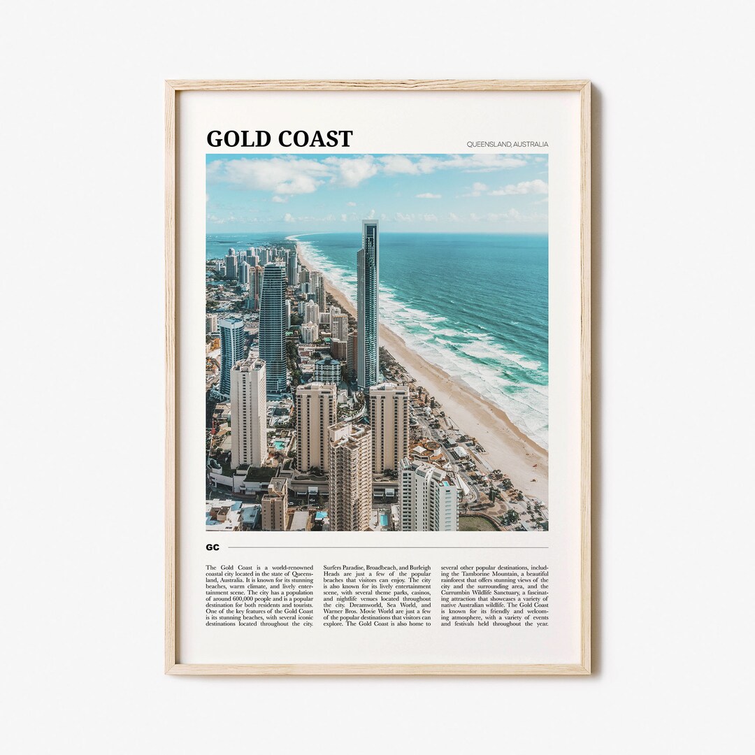 Gold Coast Travel Poster, Gold Coast Wall Art, Gold Coast Poster Print