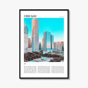 Póster de viaje de Chicago n.º 1, arte mural de Chicago, impresión de póster de Chicago, foto de Chicago, decoración de Chicago, Illinois, EE. UU.