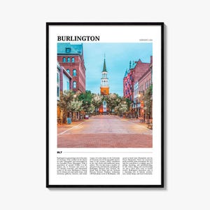 Burlington Travel Poster Vermont, Burlington Wall Art, Burlington Poster Print, Burlington Photo, Burlington Decor, Vermont, USA