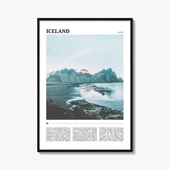 Iceland Travel Poster: Vibrant Mountain Landscape Art Print - Etsy