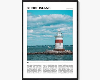 Rhode Island Travel Poster: Coastal Lighthouse Photography Print