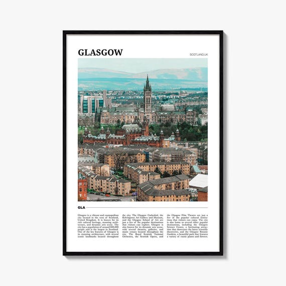 Glasgow Poster Print, Scotland Photo, United Kingdom Wall Art, Cathedral Travel Decor