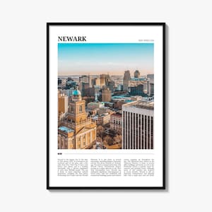 Póster de viaje de Newark, arte mural de Newark, impresión de póster de Newark, foto de Newark, decoración de Newark, Nueva Jersey, EE. UU.