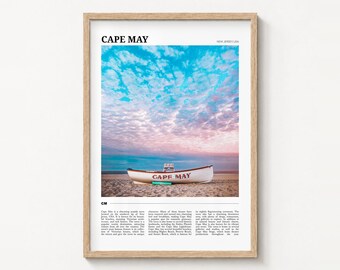 Plakat z podróży do Cape May, kolorowy wydruk fotograficzny, dekoracja ścienna do domu
