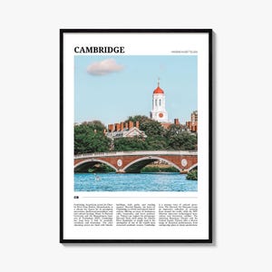 Cambridge Travel Poster Massachusetts, Cambridge Wall Art, Cambridge Poster Print, Cambridge Photo, Cambridge Decor, Massachusetts, USA