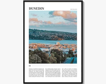 Dunedin Poster Print, Otago Photo, New Zealand Wall Art, Harbour Travel Decor
