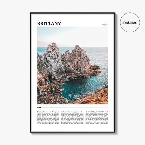 ブルターニュ海岸の写真プリント：フランス旅行ポスター - Etsy 日本