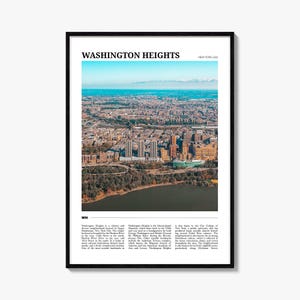 Washington Heights-reisposter, Washington Heights-muurkunst, Washington Heights-posterafdruk, Washington-foto, decor, New York, VS