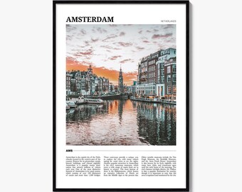 Amsterdam Travel Poster, Colorful Photo Print, Home Wall Art Decor